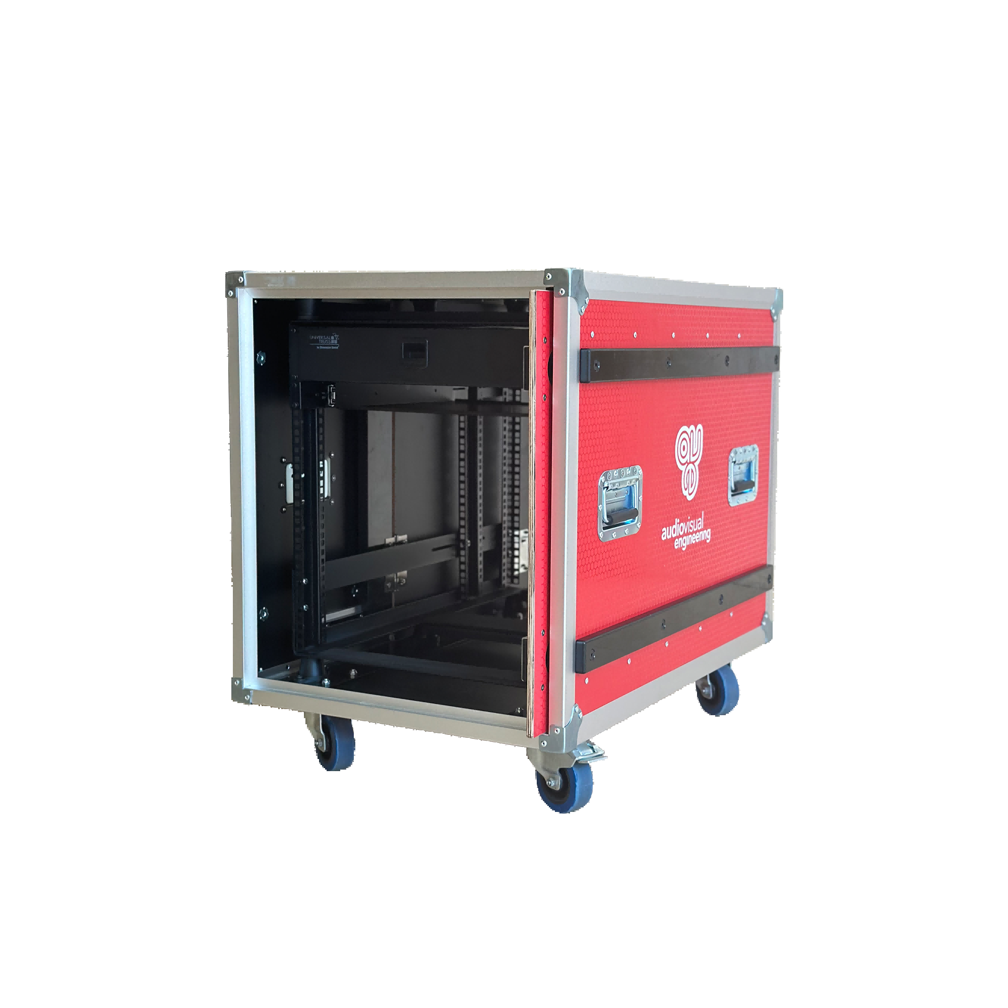 12U Side-Opening Flight Case with Monitor Storage Cabinet